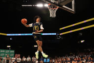 Louisville commit Mikel Brown Jr. has impressive athleticism, as shown in the McDonald's All-American Game dunk contest. (Photo Credit: IMAGN)